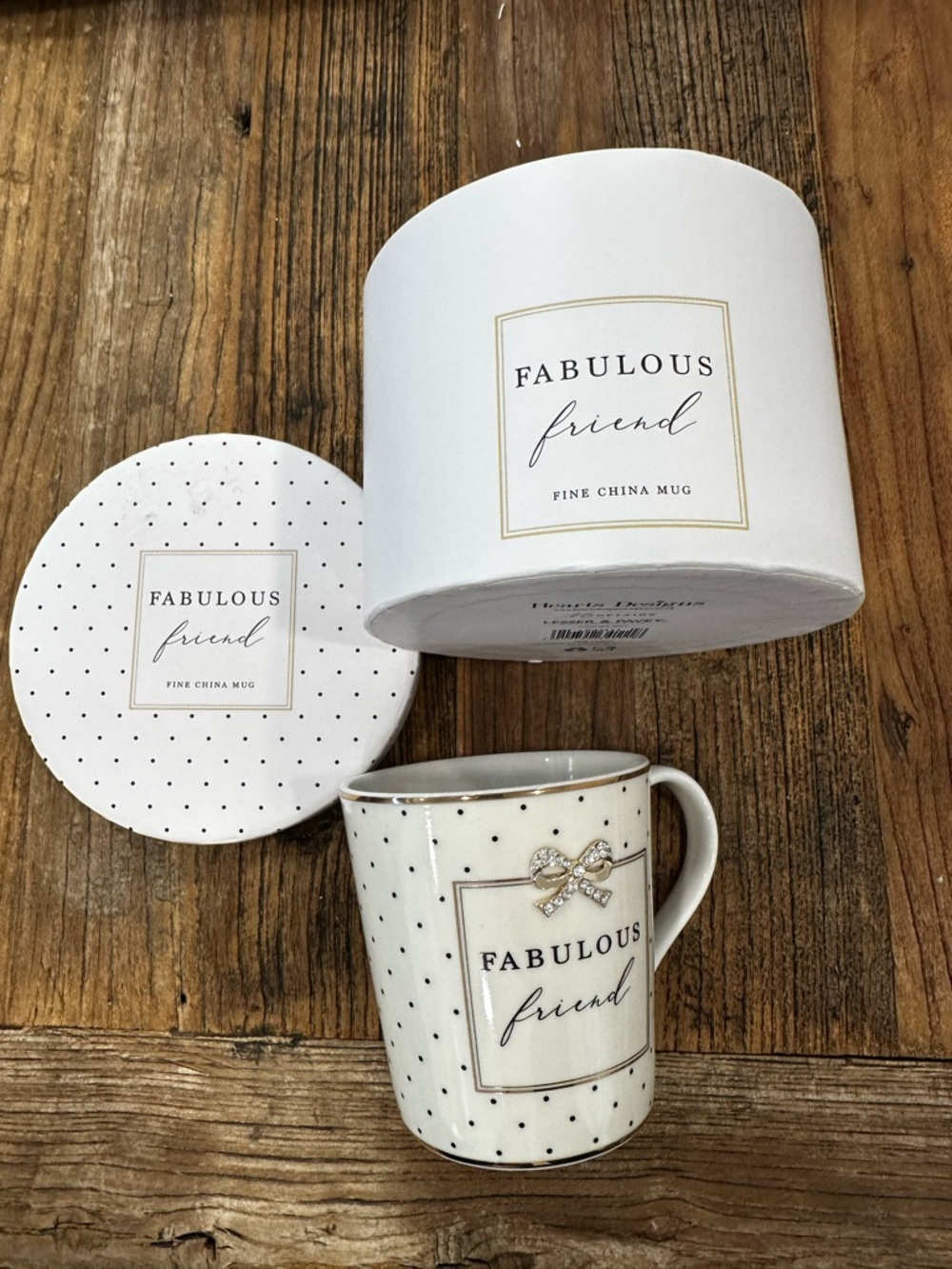 Fabulous Friend White Polka Dot Fine China Mug by